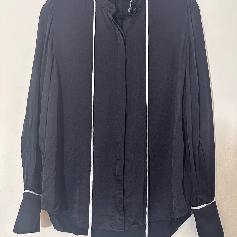 Adriano Goldschmied Winslet blouse button down size M in true black - Picture 5 of 15